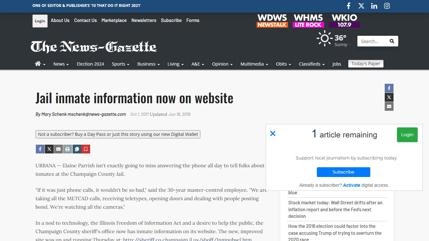 Jail inmate information now on website | News | news-gazette.com