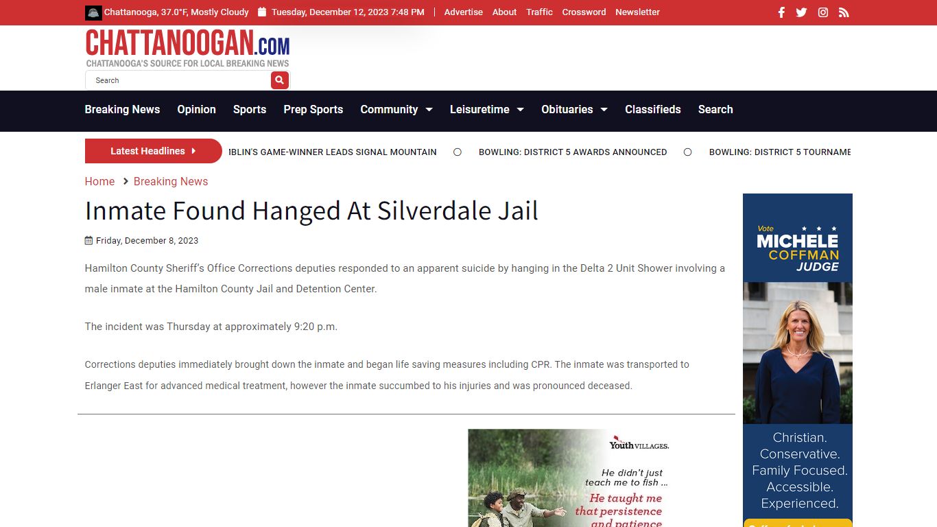 Inmate Found Hanged At Silverdale Jail - Chattanoogan.com